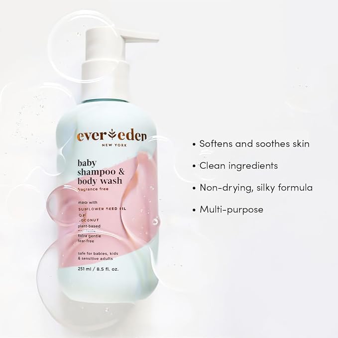 Evereden Baby Bathtime DUO: Baby Lotion for Newborn and 2-in-1 Newborn Shampoo and Body Wash Set - Soothing, Cleansing