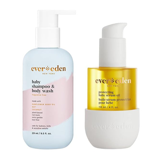 Evereden Baby Cradle Cap Care Bundle: Clean & Vegan Shampoo, Body Wash