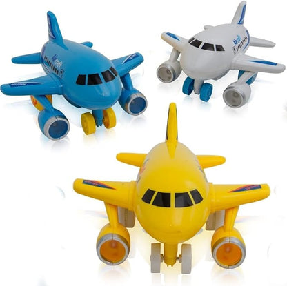KIDSTHRILL Kids Airplane Toy for Boys & Girls. Set of Three Toy Airplanes with Flashing Lights, Music & Airplane Sound 2 3 4 5 6 7
