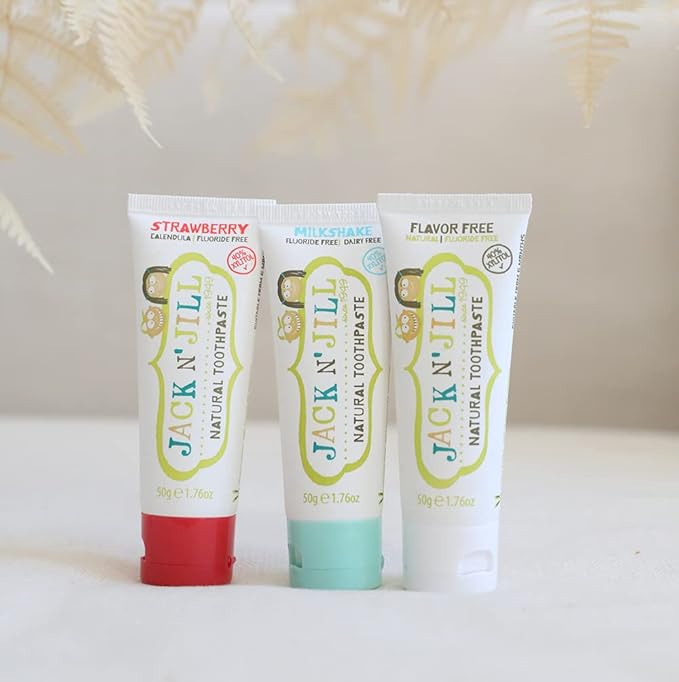 Jack N' Jill Natural Toddler Toothpaste for Baby, Kids and Infants 6 Months & Up, Fluoride Free Training Toothpaste for Toddlers 1-3 (1.76 Fl Oz (Pack of 6), Milkshake)