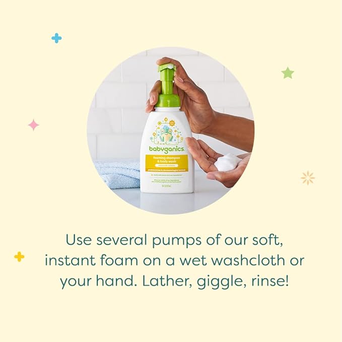 Babyganics Baby Shampoo + Body Wash Pump Bottle, Chamomile Verbena 16 Fl 2)