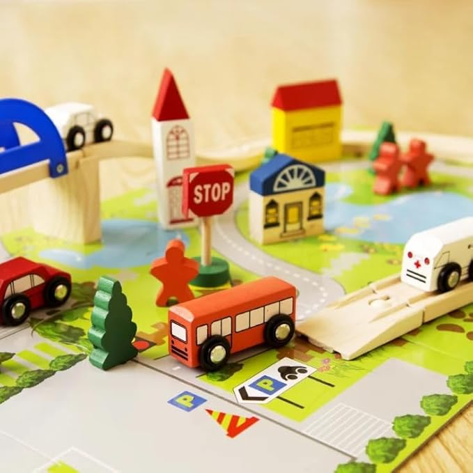Wooden Train Tracks Set - 51Pcs Train Track Expansion Pack 3 4 5 6