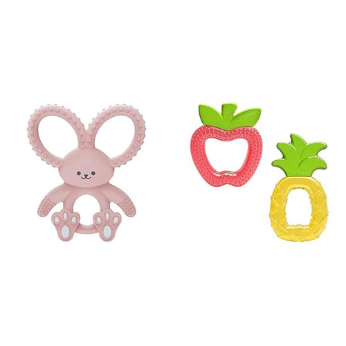 Dr. Brown's Flexees Pink Bunny Silicone Baby Teether, BPA Free 3m+ and 2 Pack, 3m+ Bundle