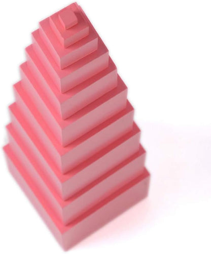 DANNI Preschool Children Math Teaching Aids Montessori Professional Pink Tower Without Stand 1 cm to 10 cm Early Childhood Education Toy