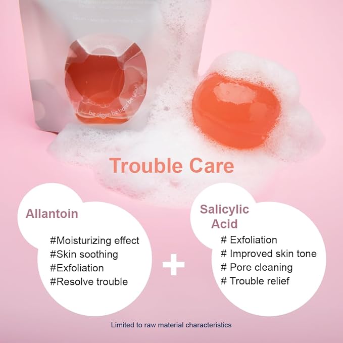 Be Bare Aqua Jelly Ball Cleanser, Daily Face Wash Korean Skin Care Cleanser Ball for Dry Skin with Allantoin for Skin Protectant (1.41oz)