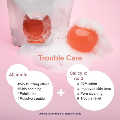 Be Bare Aqua Jelly Ball Cleanser, Daily Face Wash Korean Skin Care Cleanser Ball for Dry Skin with Allantoin for Skin Protectant (1.41oz)