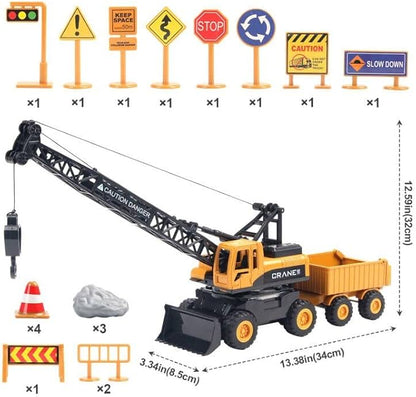 Jenilily Crane Toy Construction Vehicles Model Car, Toy Truck Gifts 3 4 5 Years