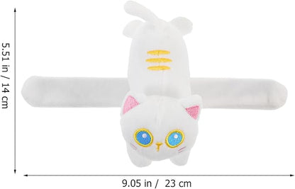 Vaguelly Cat Slap Bracelet,Stuffed Animal Slap Bracelets Adorable Plush Animals Huggers Slap Bracelets Interactive Toy for Kids Birthday Party Gifts White