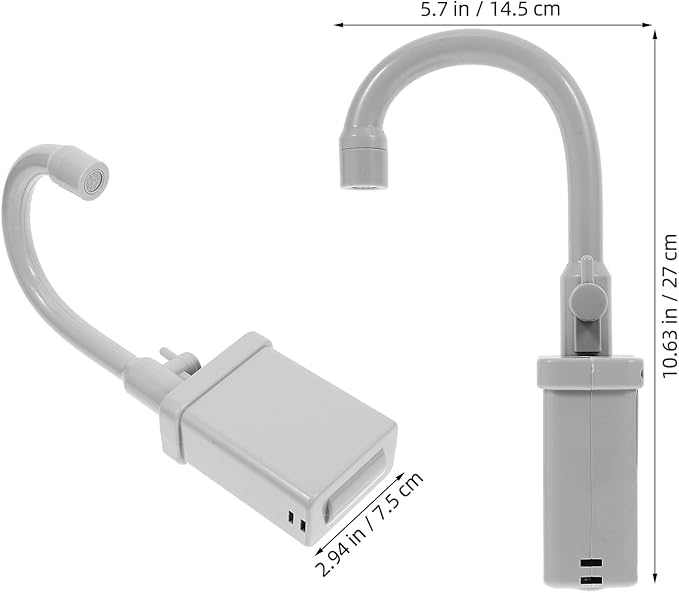 TOYANDONA Kids Toy Kitchen Sink Faucet Replacement, Fake Faucet Pretend Play Sink Running Water Playing House Toys for Toddlers 2-4 Years Grey Kids Toy Kitchen Sink Faucet Set