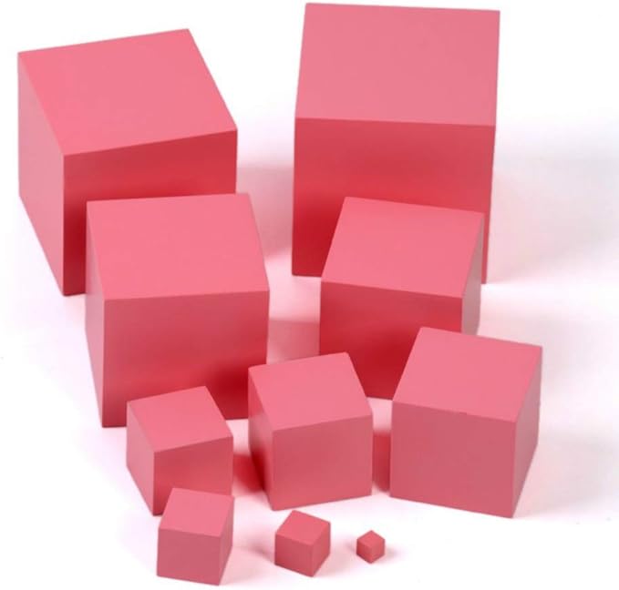 DANNI Preschool Children Math Teaching Aids Montessori Professional Pink Tower Without Stand 1 cm to 10 cm Early Childhood Education Toy