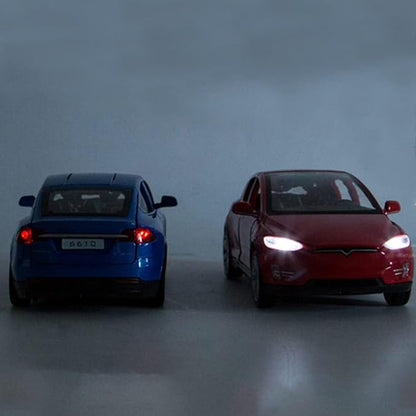 1:32 Scale Model X Alloy Car Model Diecast Toy Vehicles for Kids, Tesla car Model，Pull Back Alloy Car with Lights and Music