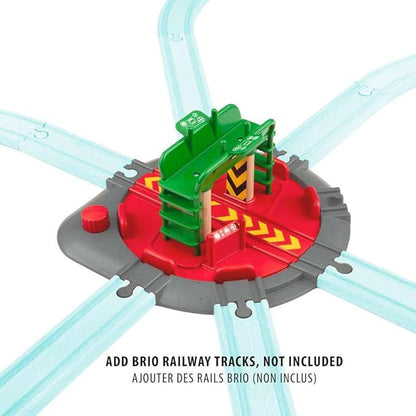 BRIO World 33476 - Turntable & Figure | 2 Piece Wooden Toy Train Accessory for Kids | Multiple Track Connection Points | Spacious Turntable | Poseable Train Engineer Figure | Ages 3 and Up