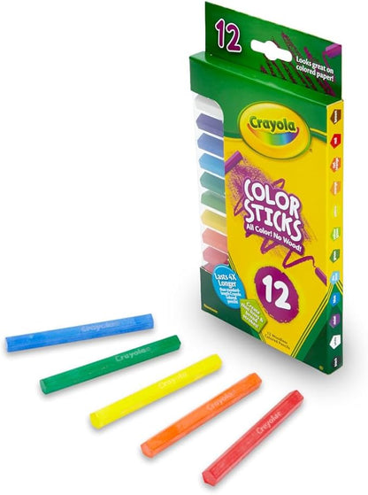 Crayola Color Sticks (12 Count), Woodless Colored Pencils Set for Kids, Classroom Art Supplies, Fine Lines & Broad Strokes, Non-Toxic