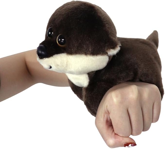 The Petting Zoo River Otter Stuffed Animal Plushie Slap Bracelet, Gifts for Kids, Slapstix Wildlife Animals, Otter Plush Toy 10 Inches