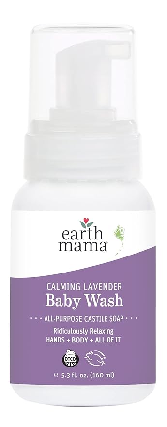 Earth Mama Calming Lavender Baby Wash Liquid Foaming Hand Soap, Organic All-Purpose Lavender Body Wash for Sensitive Skin 5.3 Fl