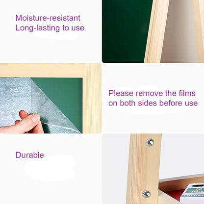 Wooden Art Easel for Kids (Double Sided) with Paper Roll, Height Adjustable from 35.4'' to 65'' for Kids Toddlers 3-6 6-12 12-16 KT-065-2