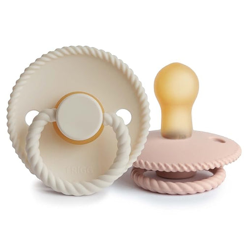 FRIGG Rope Natural Rubber Baby Pacifier | Made in Denmark 0-6 Months)