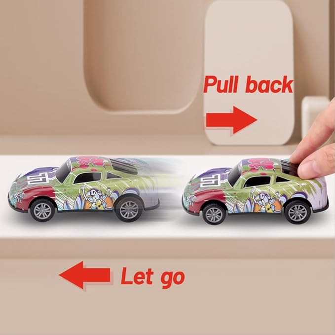 H 4.2 inch Pull Back Cars Toys Set, Friction Power Alloy Casting car Mini Race car 3 4 5 6 6 Piece