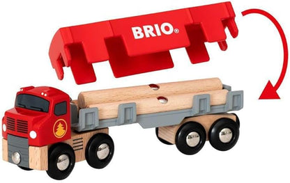 BRIO World 33657 - Lumber Truck | 6-Piece Wooden Toy Train Set | Ideal for Kids Ages 3 and Up | Made with Sustainable Wood | Magnetic Crane Compatible
