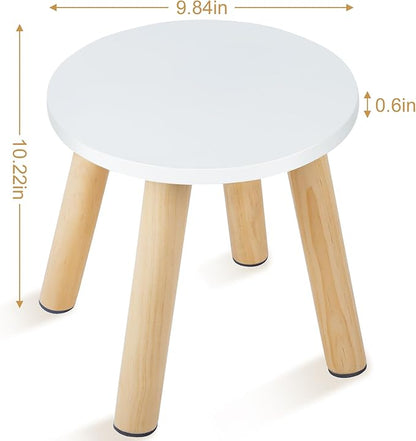 Wooden Step Stool for Kids, Children's Stool Matched Sensory Table, Children Sitting Stool with Assembled Four-Legged, Multi-Purpose Kids Chairs for Bathroom Kitchen Bedroom, Natural Anti-Slip, 2 Pack