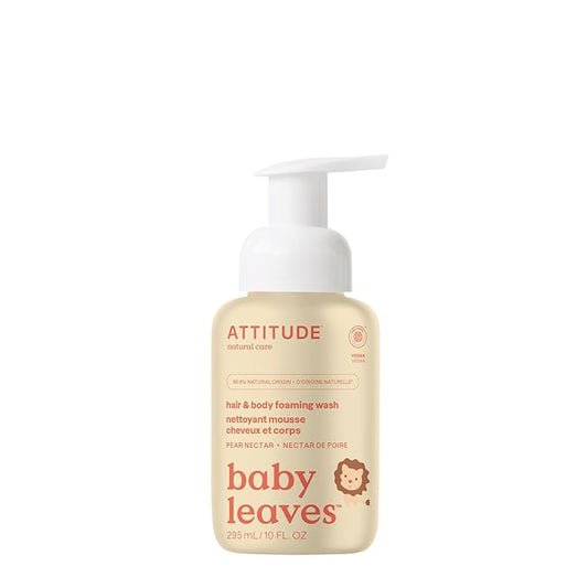 ATTITUDE 2-in-1 Hair and Body Foaming Baby Wash, EWG Verified Shampoo Soap 10 Fl