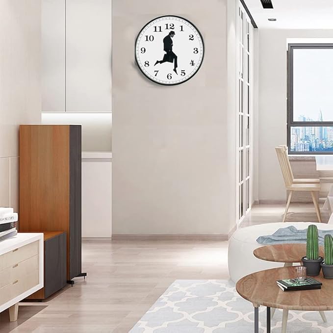TANKRIN Ministry of Silly Walks Clock, Silly Walk Wall Clock, A Interesting Wall Clock for Living Room Decor, Bedroom, Kitchen, Novelty Home Decor Gifts (Black-2)