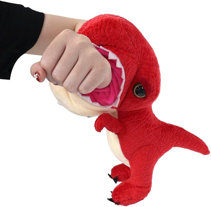 The Petting Zoo T-Rex Stuffed Animal Plushie Slap Bracelet, Gifts for Kids, Slapstix Animals, Red T-Rex Dinosaur Plush Toy 10 inches