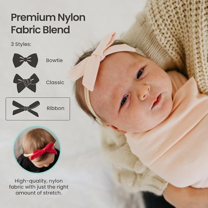 Copper Pearl Baby Bows: Stylish Headbands for Baby Girls, Premium Soft and Stretchy Baby Headbands