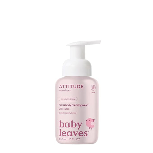 ATTITUDE 2-in-1 Hair and Body Foaming Baby Wash, EWG Verified Shampoo Soap 10 Fl