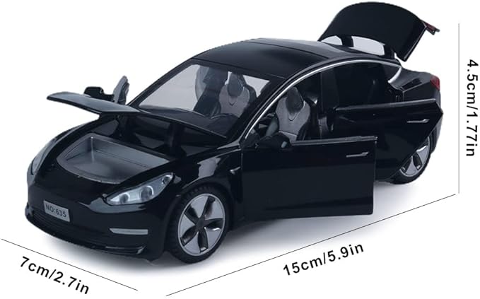 1:32 Scale Model 3 Alloy Car Model Diecast Toy Vehicles for Kids, Tesla car Model，Pull Back Alloy Car with Lights and Music