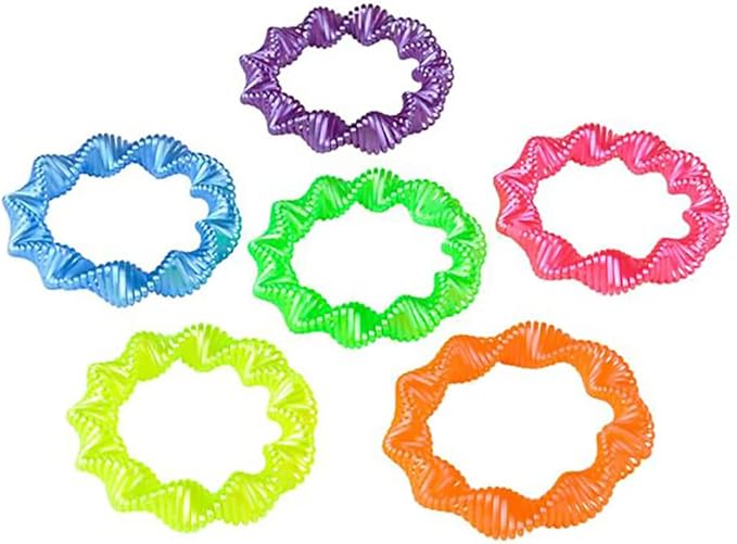 The Dreidel Company Neon Twist Coil Spring Bracelet, Circle Shaped Coils, Neon Colors Magic Spring Toy, Party Favor for Kids, Girls, Boys (12-Pack)