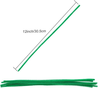 Caydo 200 Pieces Green Pipe Cleaners Craft Chenille Stems for Kids DIY Art Craft Projects Christmas Decorations(6 mm x 12 inch)