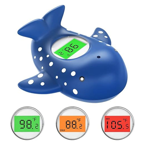 Baby Bath Thermometer, Instant Read Water Thermometer Safety with 3 Color Backlit and Temperature Warning