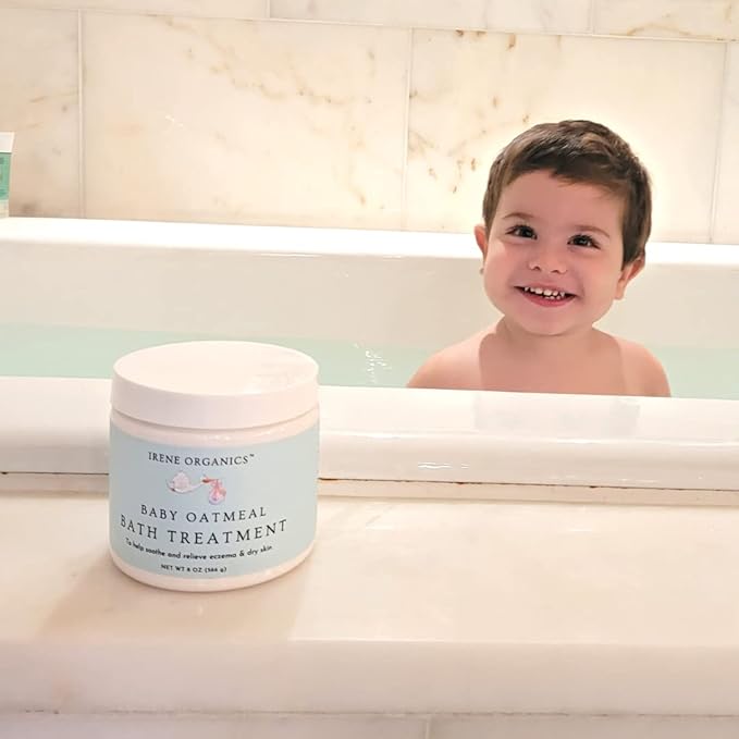 Oatmeal Baby Bath Powder by Irene Organics with Colloidal Oatmeal for Treatment of Eczema, Diaper Rash 2 Pack