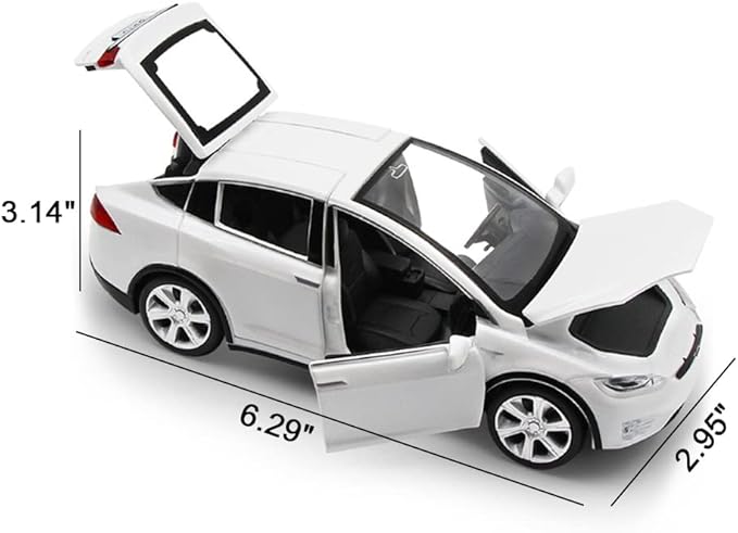 1:32 Scale Model X Alloy Car Model Diecast Toy Vehicles for Kids, Tesla car Model，Pull Back Alloy Car with Lights and Music