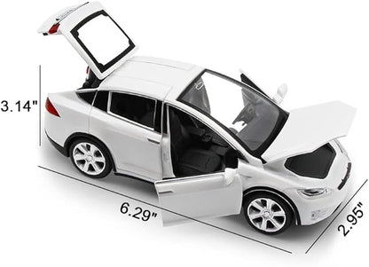 1:32 Scale Model X Alloy Car Model Diecast Toy Vehicles for Kids, Tesla car Model，Pull Back Alloy Car with Lights and Music