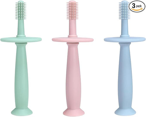 PandaEar 3 Pack Silicone Baby Toothbrush Teethers - Teething Toys 0-12 Months+