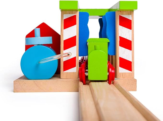 Bigjigs Rail, Wooden Train Washer, Wooden Toys, Bigjigs Train Accessories, Train Wash, Wooden Train Sets, Trains for Kids, Wooden Toys for 3 4 5 Year Olds