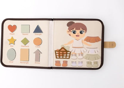 Montessori Busy Board Neutral Pastel Book, Interactive Toddler Gift Learning Curriculum, Educational Travel Daycare Toy, Language and Cognitive Skills, 3+ Year Old Boy Girl (Neutral)