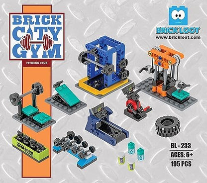 Brick Loot Brick City Gym Building Brick Set, 195 Pieces, Custom Designed Model for Adults & Kids Age 6+, 100% Compatible with Lego, Mega Bloks & Major Brands Mini Sets, Includes Toy Gym Equipment