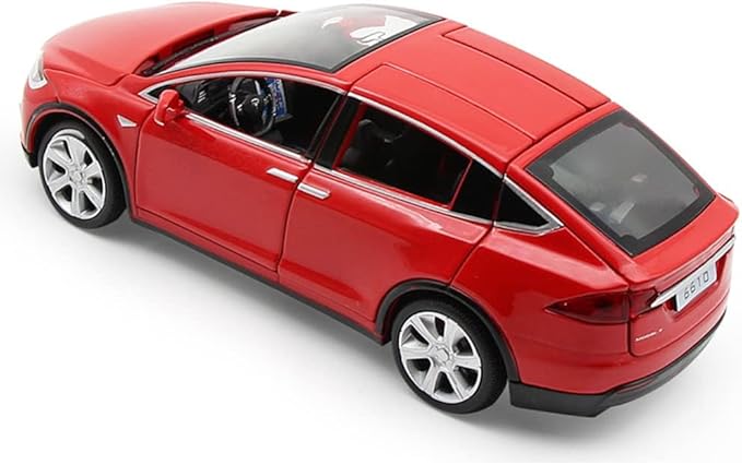 1:32 Scale Model X Alloy Car Model Diecast Toy Vehicles for Kids, Tesla car Model，Pull Back Alloy Car with Lights and Music