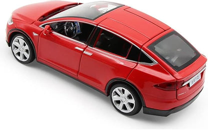 1:32 Scale Model X Alloy Car Model Diecast Toy Vehicles for Kids, Tesla car Model，Pull Back Alloy Car with Lights and Music