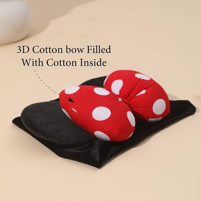 JIAHANG Baby Girl Mouse Ears Turban Headband with 3D Bow, Wide Hairband for Newborn Infant Toddler