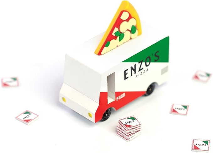 Candylab Toys CANDYCAR® Wooden Food Truck Collection - Pizza Van,