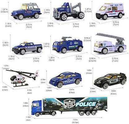Jenilily Police Car Toy Blue Truck Toy Transporter Mini Vehicles 3 4 5 6