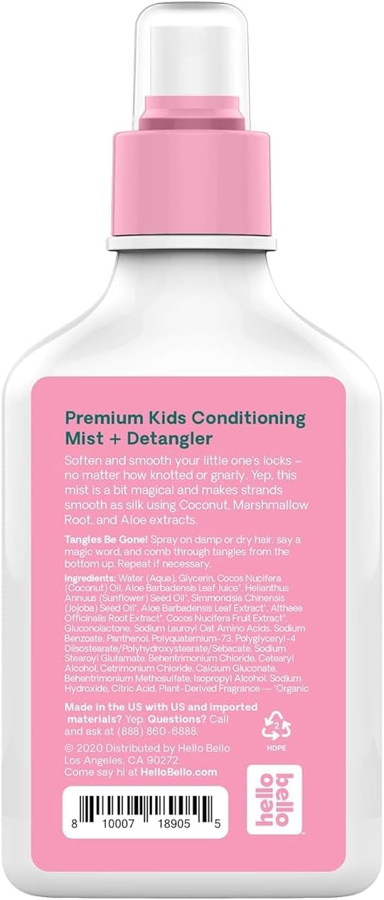 Hello Bello Watermelon Tear-Free Shampoo & Body Wash - 10 FL Oz + Conditioning Mist + Detangler, Hypoallergenic & Non-Greasy Leave-in Conditioning Spray 6.7oz