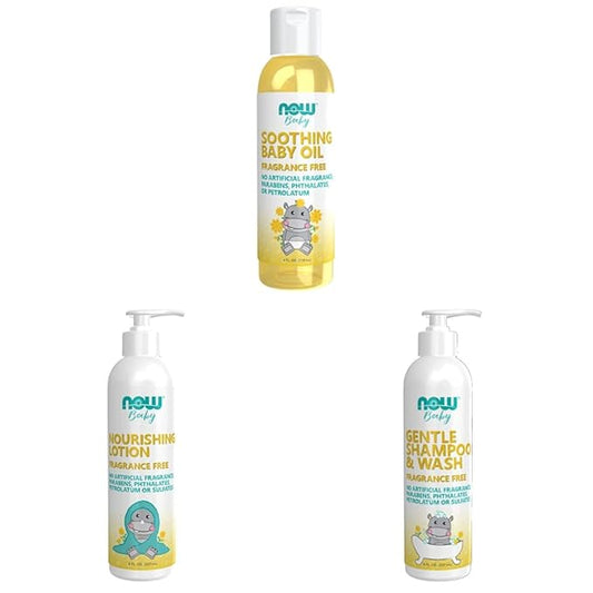 Bundle of NOW® Baby, Soothing Baby Oil 4 Fl. (118 mL) 8 Fluid (237 mL) 8-Ounce