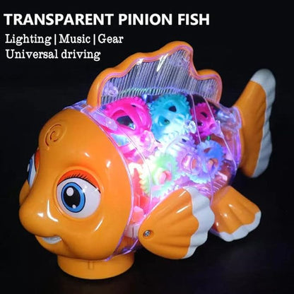Nenekal Transparent Electric Gear Gold Fish Toddler Toys with Music 3+