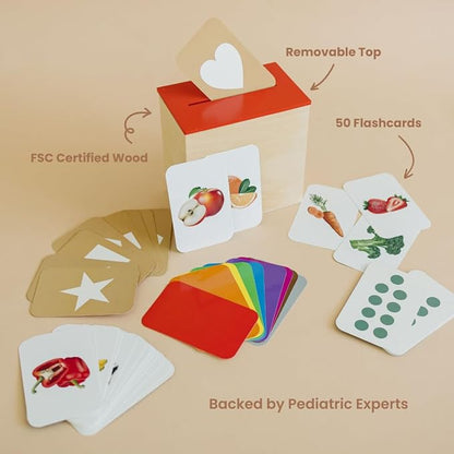 Learn & Drop Toddler Toy, Montessori Learning Games, 50 Preschool Flashcards for Toddlers 1-3, Learning Resources, Toddler Toys 2-3, Sight Word Flash Cards, Kindergarten Classroom Must Haves