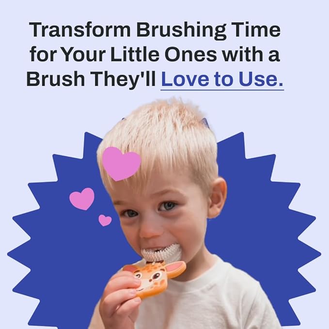 autobrush U Shaped Kids Manual Toothbrush- 360° Design for 5.1X Better Cleaning with Unique Nylon Bristles, Comfort Grip Handle, Waterproof Design, Ages 9-12, Butterfly (Double-Sided)